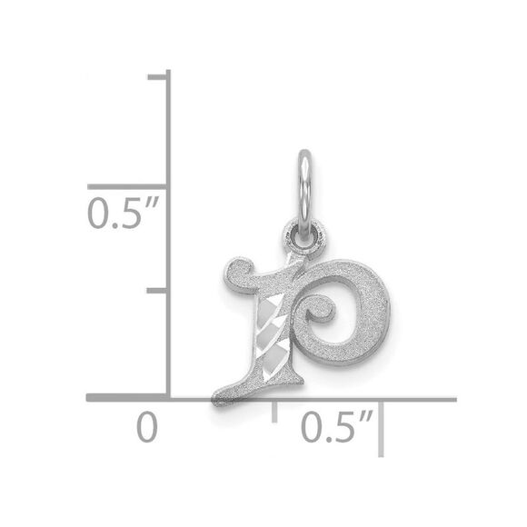 14k White Gold, Isabelle Collection, Mini Letter P Initial Charm - Picture 4 of 5
